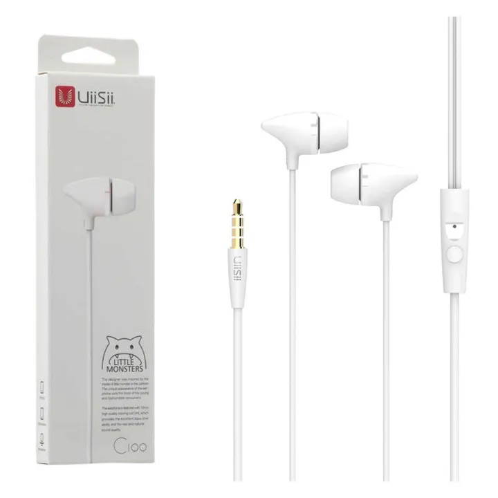 UIISII C100 In-ear Wired Heavy Bass Earphones with MIC – White