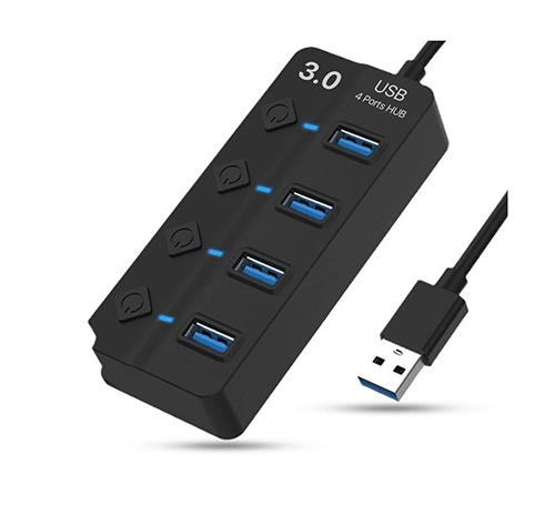 4 Port 3.0 USB Hub with Switches