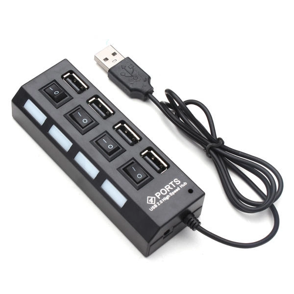 HI- Speed 4 Port 2.0 USB Hub with Switches